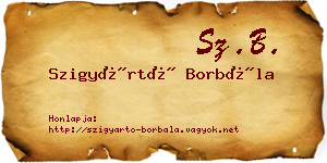 Szigyártó Borbála névjegykártya